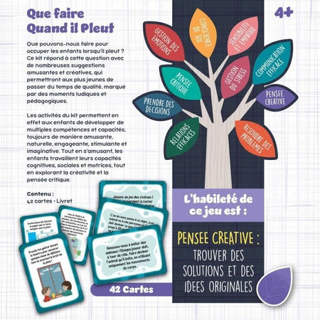 Gioco di carte "Tenersi occupati quando piove" - Gioco educativo - COMPETENZE DI VITA - Carte illustrate