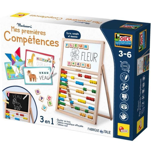 Il mio primo cavalletto per le abilità - Gioco Montessori - MONTESSORI - Lavagna bifacciale, lettere e numeri magnetici
