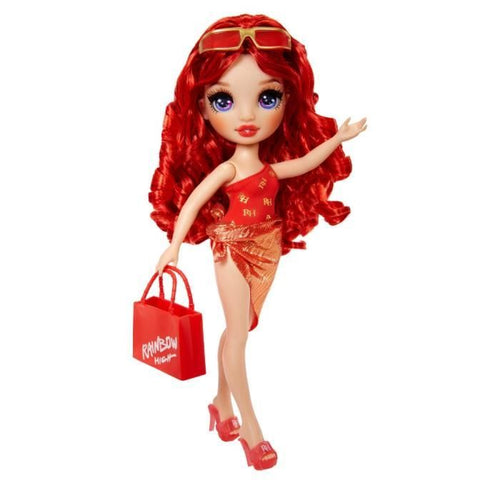 Rainbow High Swim & Style - Bambola fashion snodabile 27 cm - Ruby (rosso) - Costume da bagno + Pareo - da 4 anni