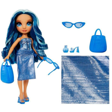 Rainbow High Swim & Style - Bambola fashion snodabile 27 cm - Skyler (Blu) - Costume da bagno + Pareo - da 4 anni