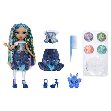 Bambola alla moda Rainbow High Rainbow Shimmers con Slime - Skyler (blu)