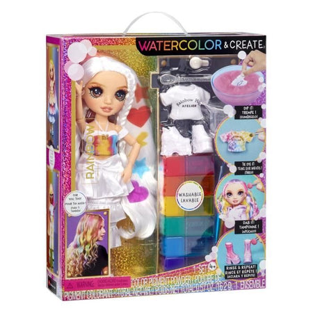Rainbow High - Acquerello - 1 bambola fashion da 27 cm (Viola) - 2 abiti e accessori da personalizzare - Colora i tuoi capelli