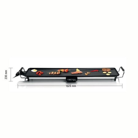 LITTLE BALANCE 8239 Happy Plancha 90, Plancha elettrica 8-10 persone, Piastra antiaderente XXL, All food, 2000W, Nero / Acciaio inossidabile