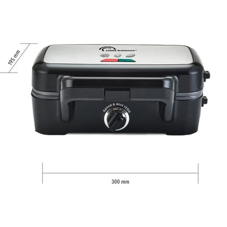 LITTLE BALANCE 8368 Speed'n Mixt 1200, Piastra per waffle e grill 2 in 1, 1 piastra per waffle, 1 piastra grill intercambiabile, 1200 W, Acciaio inossidabile