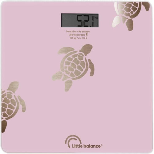 Bilancia personale - LITTLE BALANCE - 8729 - Tartarughe dorate metallizzate - Riparabile tramite USB - 180 kg / 100 g - Rosa