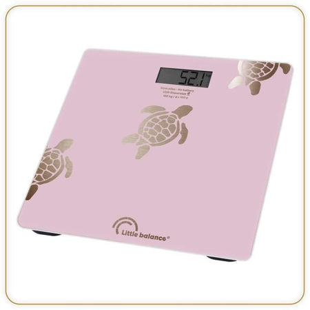 Bilancia personale - LITTLE BALANCE - 8729 - Tartarughe dorate metallizzate - Riparabile tramite USB - 180 kg / 100 g - Rosa