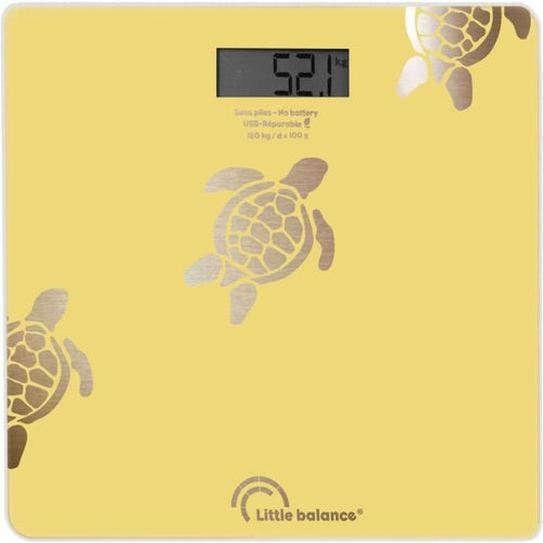 Bilancia personale - LITTLE BALANCE - 8731 - Tartarughe di sabbia metallizzate - Riparabile tramite USB - 180 kg / 100 g - Giallo