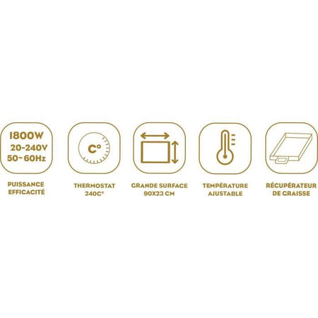 Plancha - LITTLE BALANCE - 8742 - Wood 90 - Manici in legno - 2000 W - 90 cm