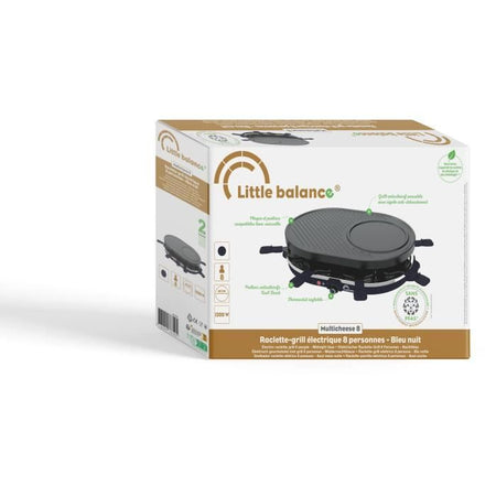 Macchina per raclette - LITTLE BALANCE - Multi cheese - 1200 W - 8 persone - Griglia/crpe rimovibile - Blu notte