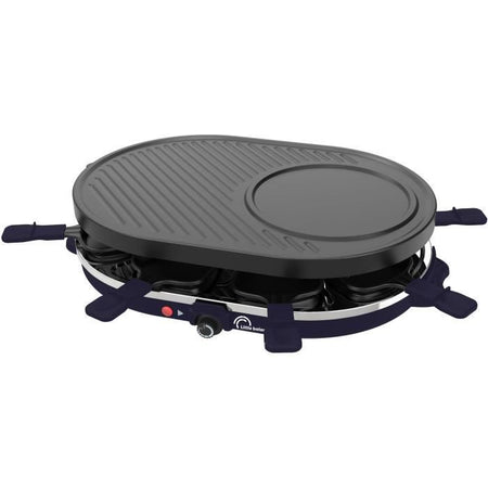 Macchina per raclette - LITTLE BALANCE - Multi cheese - 1200 W - 8 persone - Griglia/crpe rimovibile - Blu notte