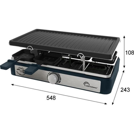 Griglia per raclette rettangolare - LITTLE BALANCE - Maxi Grill & Cheese - 1400 W - 8 persone - Design Moo / Pepper