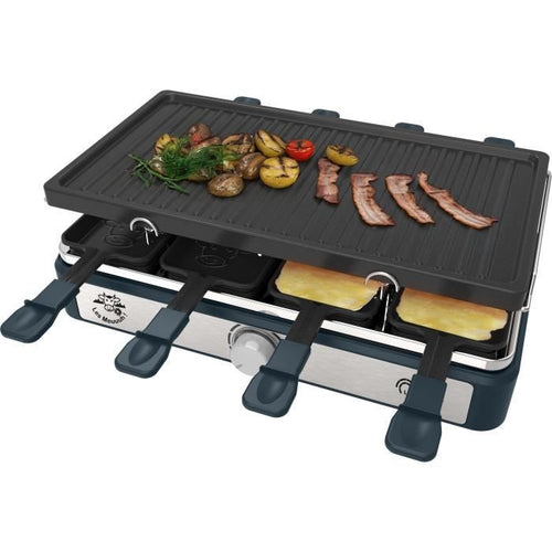 Griglia per raclette rettangolare - LITTLE BALANCE - Maxi Grill & Cheese - 1400 W - 8 persone - Design Moo / Pepper