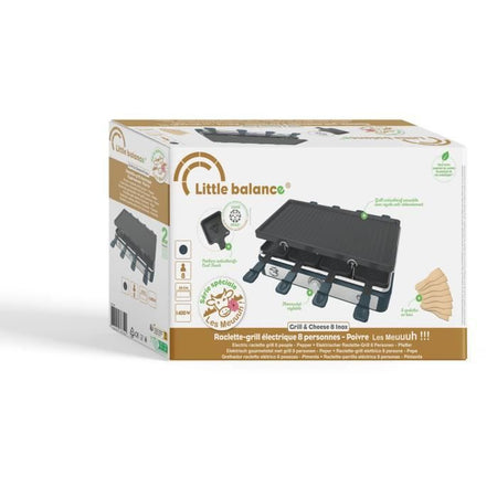 Griglia per raclette rettangolare - LITTLE BALANCE - Maxi Grill & Cheese - 1400 W - 8 persone - Design Moo / Pepper