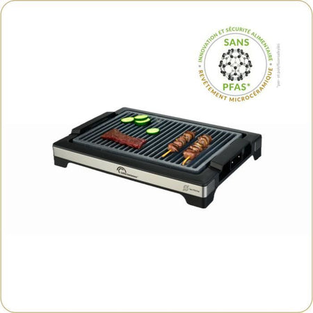 Barbecue elettrico LITTLE BALANCE - Easy Nopifas - Superficie di cottura 38 x 25 cm - Rivestimento microceramico senza PFAS - 2000W