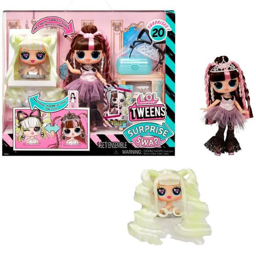 LOL Surprise Tweens Surprise Swap Fashion Doll - Bronzo-2-Billie bionda - 1 bambola Tweens da 17 cm, 1 mini testa per lo styling e accessori