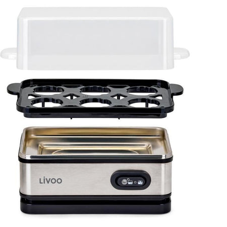 Cuociuova - LIVOO - DOC290 - 400W - 6 uova - Acciaio inox - Mantiene caldo - Portauova, coperchio e misurino