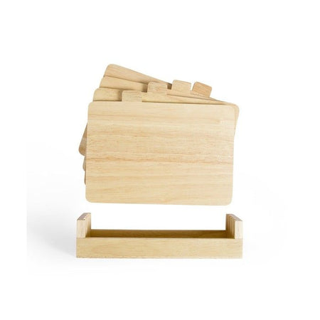 Set di 4 taglieri - LIVOO - MES142 - Legno di caucciù - Con linguette 26 x 18 cm - Portaoggetti