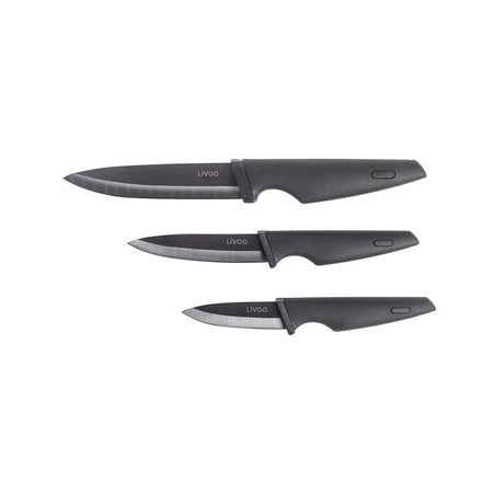 Ceppo 3 coltelli con supporto - LIVOO - MEC135N - 7,5 / 10 / 12,5 cm - Lama in ceramica - Lavabile in lavastoviglie