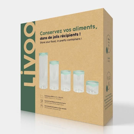 Set di 5 barattoli per la conservazione - Livoo - MEN399 -