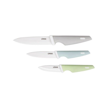 Ceppo portacoltelli 3 pezzi - LIVOO - MEC137 - 7,5 / 10 / 12,5 cm - Lama in ceramica - Lavabile in lavastoviglie