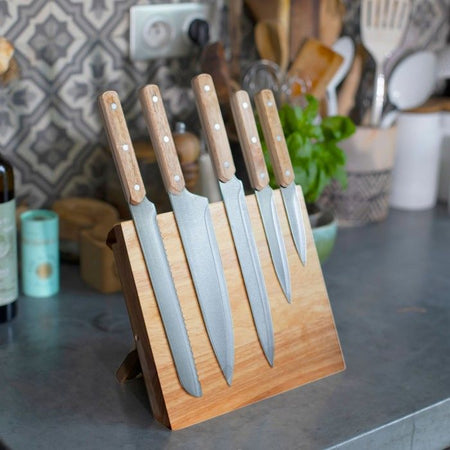 Set di 5 coltelli - LIVOO - MEC136 - da 20 a 32,5 cm - Lama in acciaio inox - Supporto magnetico