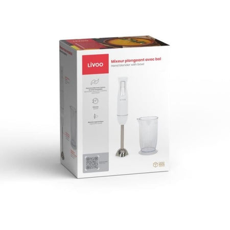 Frullatore ad immersione con ciotola - LIVOO - DOP245W - 400 W - 2 velocità - Bianco