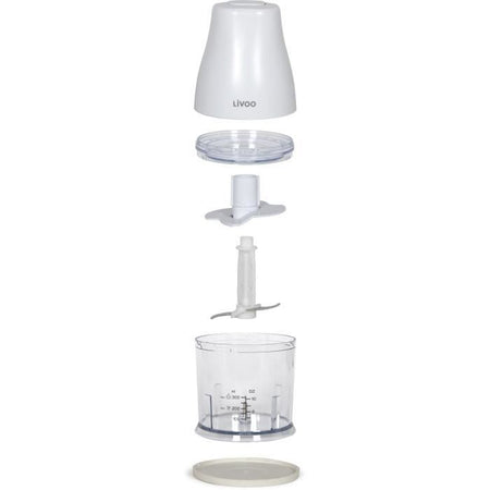 Tritatutto - LIVOO - 300 ml - 400 W - 1 velocità e funzione turbo - 2 lame in acciaio inox - Bianco