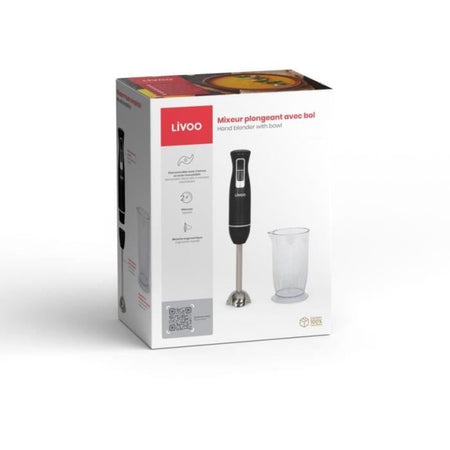 Frullatore ad immersione con ciotola - LIVOO - DOP245N - 400 W - 2 velocità - Nero