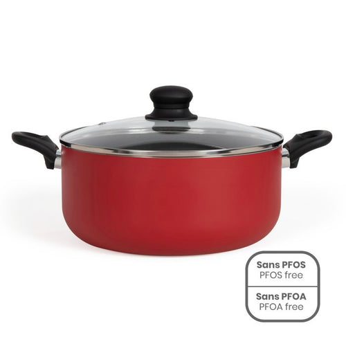 Forno olandese da 28 cm - LIVOO - MEP151R - Antiaderente senza PFOA né PFOS - Manici in silicone - Adatto a tutti i piani cottura, inclusa l'induzione