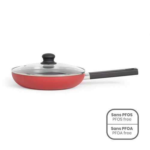 Padella da 26 cm - LIVOO - MEP153R - Antiaderente, senza PFOA e PFOS - Manico in silicone - Adatta a tutti i piani cottura, inclusa l'induzione