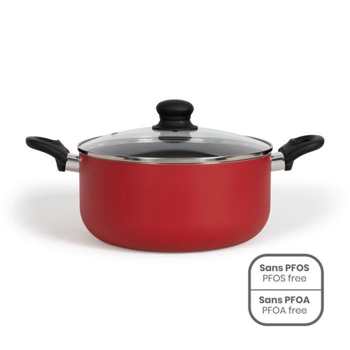 Forno olandese da 24 cm - LIVOO - MEP150R - Antiaderente senza PFOA né PFOS - Manici in silicone - Adatto a tutti i piani cottura, inclusa l'induzione