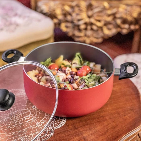 Forno olandese da 24 cm - LIVOO - MEP150R - Antiaderente senza PFOA né PFOS - Manici in silicone - Adatto a tutti i piani cottura, inclusa l'induzione