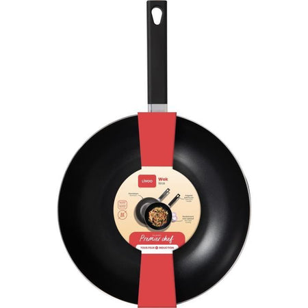 Premier Chef - Wok 32 cm - LIVOO - MEP156N - Antiaderente senza PFOA né PFOS - Manico in silicone - Tutti i piani cottura, inclusa l'induzione