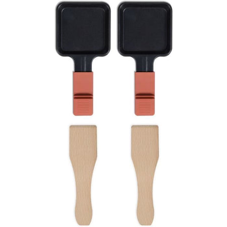 Raclette collegabile per 2 persone - LIVOO - DOC310R - 450W - 2 persone - Termostato automatico - 2 spatole in legno e 2 pentole per fonduta