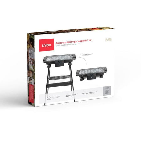 Barbacoa Eléctrica - LIVOO - DOM506 - 2200W - 2 en 1 - Termostato Ajustable - Negro