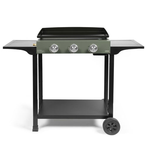 Piastra a gas su carrello - LIVOO - DOC326 - 3 fuochi - Verde / Nero