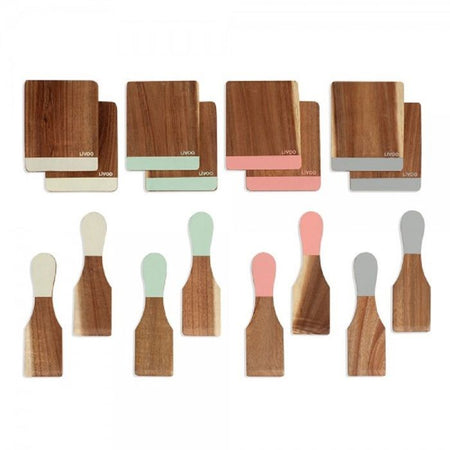 Livoo Set di 8 spatole + 8 taglieri in legno - MEN427