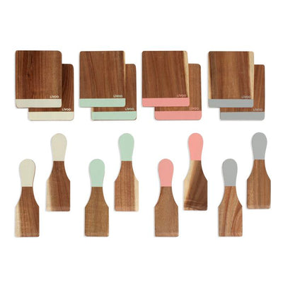 Livoo Set di 8 spatole + 8 taglieri in legno - MEN427