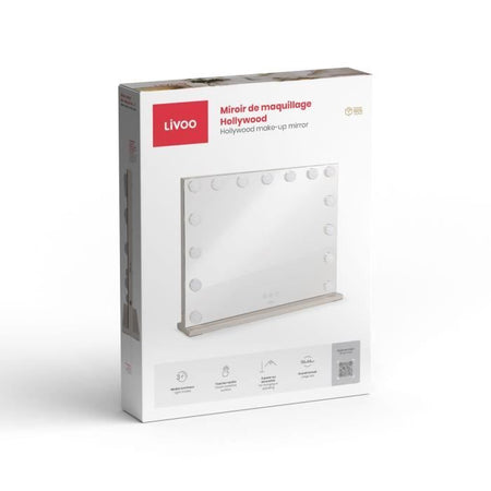 Specchio per il trucco - LIVOO - DOS207 - 56 x 44 cm - 15 LED - 3 modalità di luce