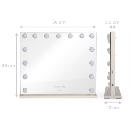 Specchio per il trucco - LIVOO - DOS207 - 56 x 44 cm - 15 LED - 3 modalità di luce
