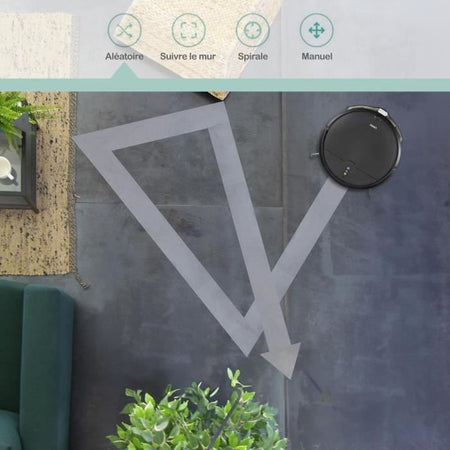 Robot aspirapolvere connesso - LIVOO - DOH145 WASH'UP - 1000 Pa - 70 min - 2 serbatoi - Nero