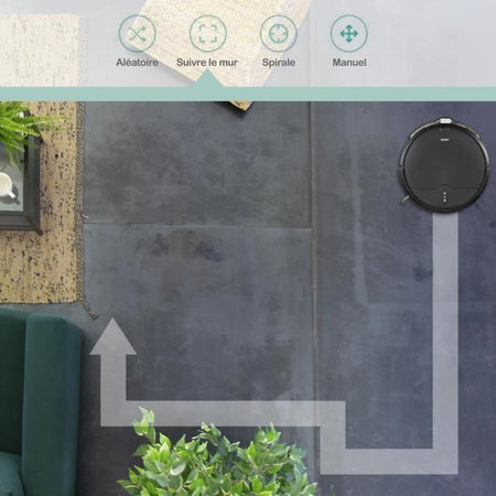 Robot aspirapolvere connesso - LIVOO - DOH145 WASH'UP - 1000 Pa - 70 min - 2 serbatoi - Nero