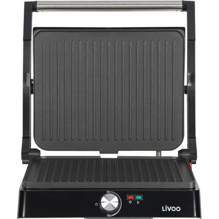 Griglia per carne e panini - LIVOO - DOC223 - 2200W - 2 piastre - Antiaderente - Superficie di cottura 29 x 23 cm - Spie luminose