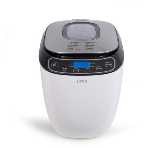 Macchina per il pane - LIVOO - DOP218 - 550W - 12 programmi - Ciotola in alluminio rimovibile - Schermo LCD - 3 accessori inclusi