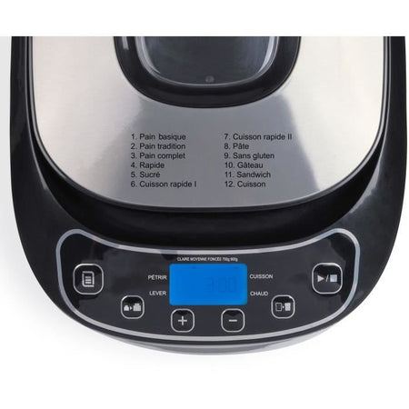 Macchina per il pane - LIVOO - DOP218 - 550W - 12 programmi - Ciotola in alluminio rimovibile - Schermo LCD - 3 accessori inclusi