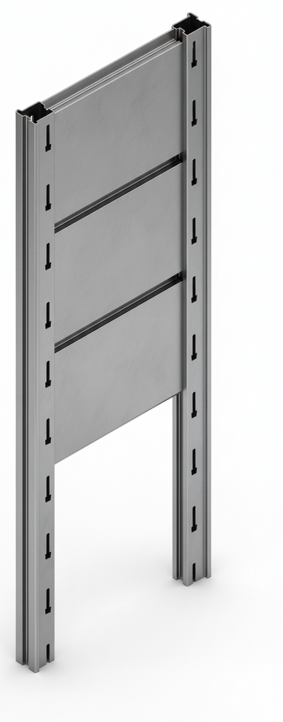 Tamponatura laterale in lamiera ZINCATA dogata per scaffalatura (PxH) cm. 70x180h