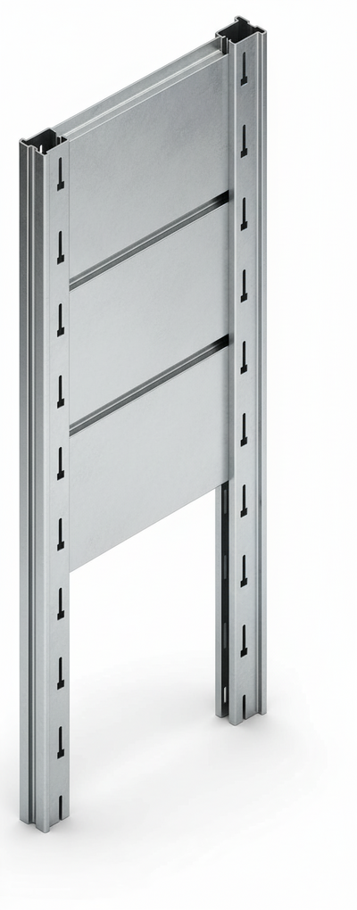 Tamponatura laterale in lamiera ZINCATA dogata per scaffalatura (PxH) cm. 50x200h