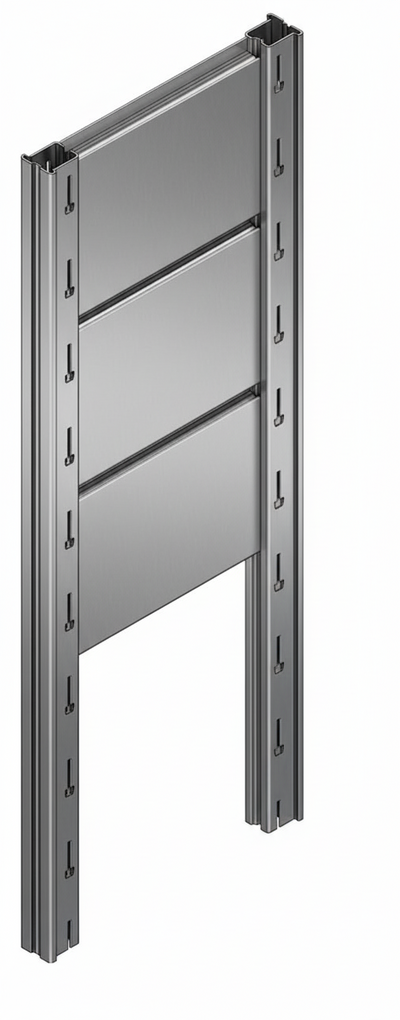 Tamponatura laterale in lamiera ZINCATA dogata per scaffalatura (PxH) cm. 70x250h