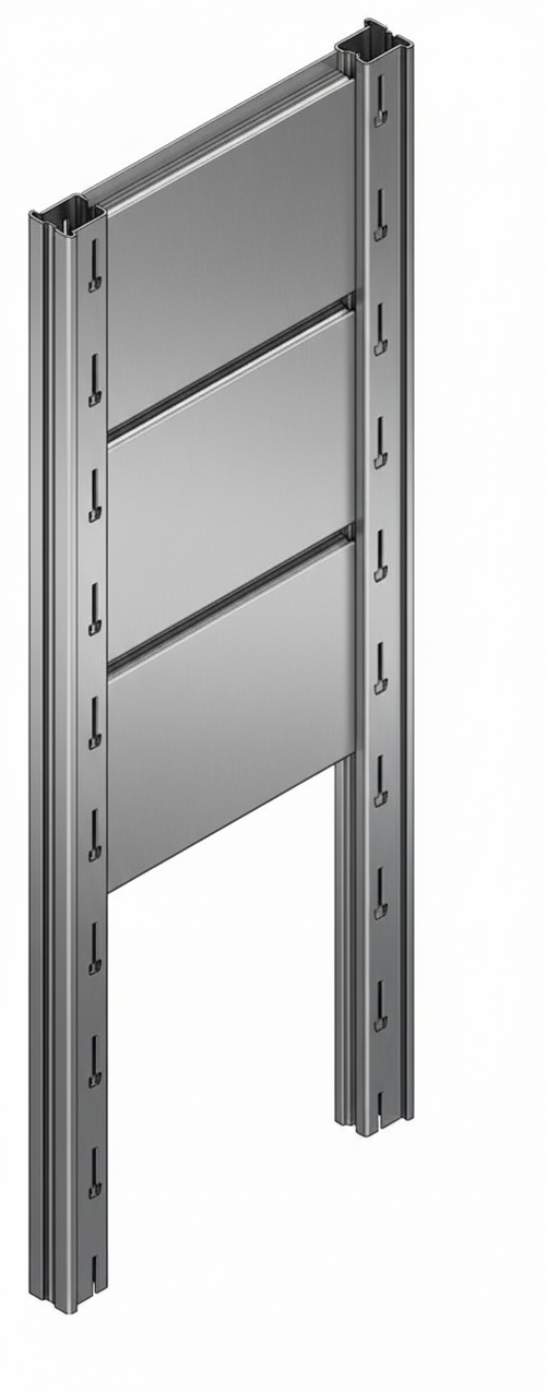 Tamponatura laterale in lamiera ZINCATA dogata per scaffalatura (PxH) cm. 70x250h