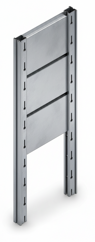 Tamponatura laterale in lamiera ZINCATA dogata per scaffalatura (PxH) cm. 50x300h